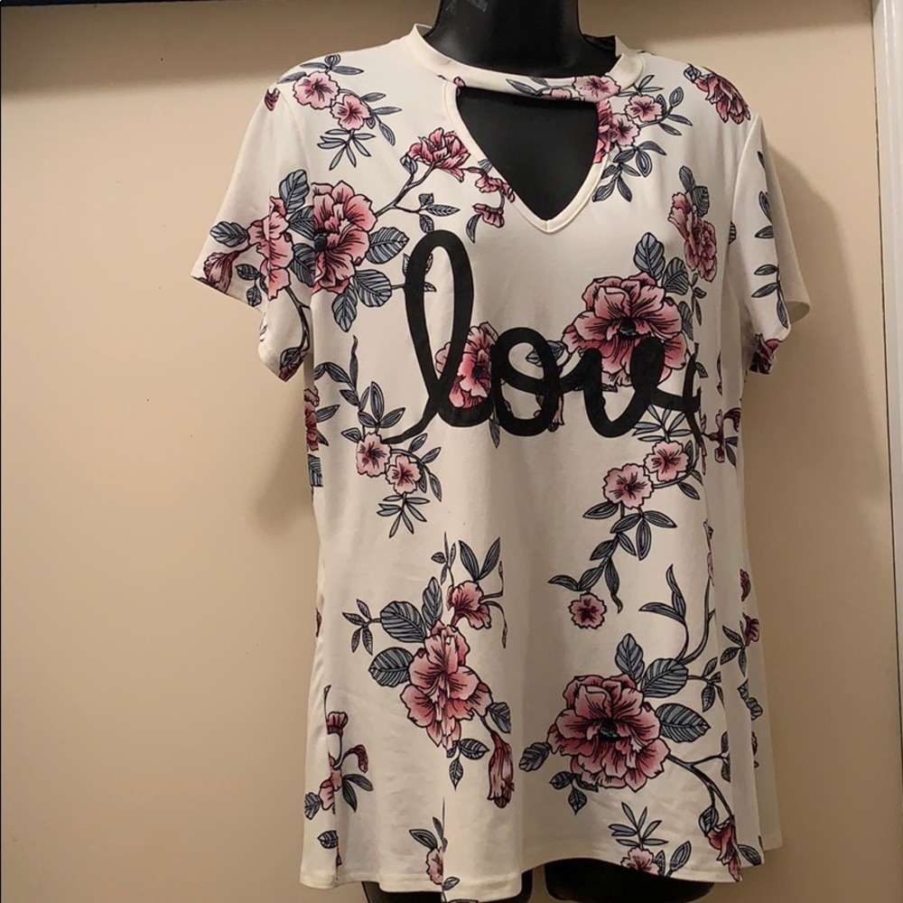 👚TMG👚 Choker shirt!! With rose pattern